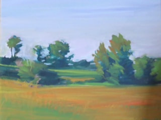 Painting titled "Along Pleasant Grove Road" by Margaret Heuges