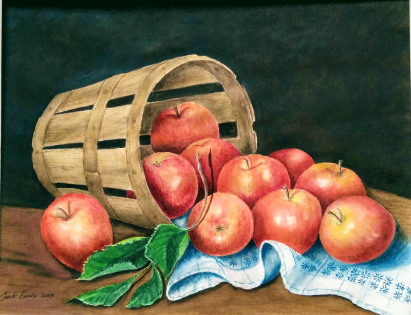 "Peck of Apples" Watercolor by Carole (Pisani) Ewing