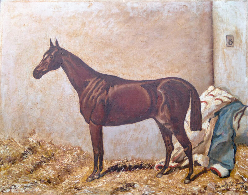 "Race Horse in Stall" Oil by Carole (Pisani) Ewing